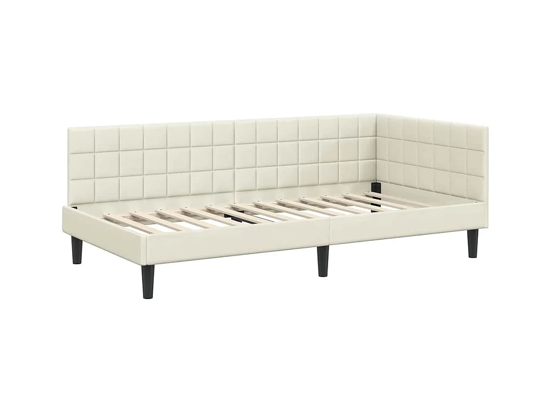 Cadre de lit d'angle Crème 100 x 200 cm Velours