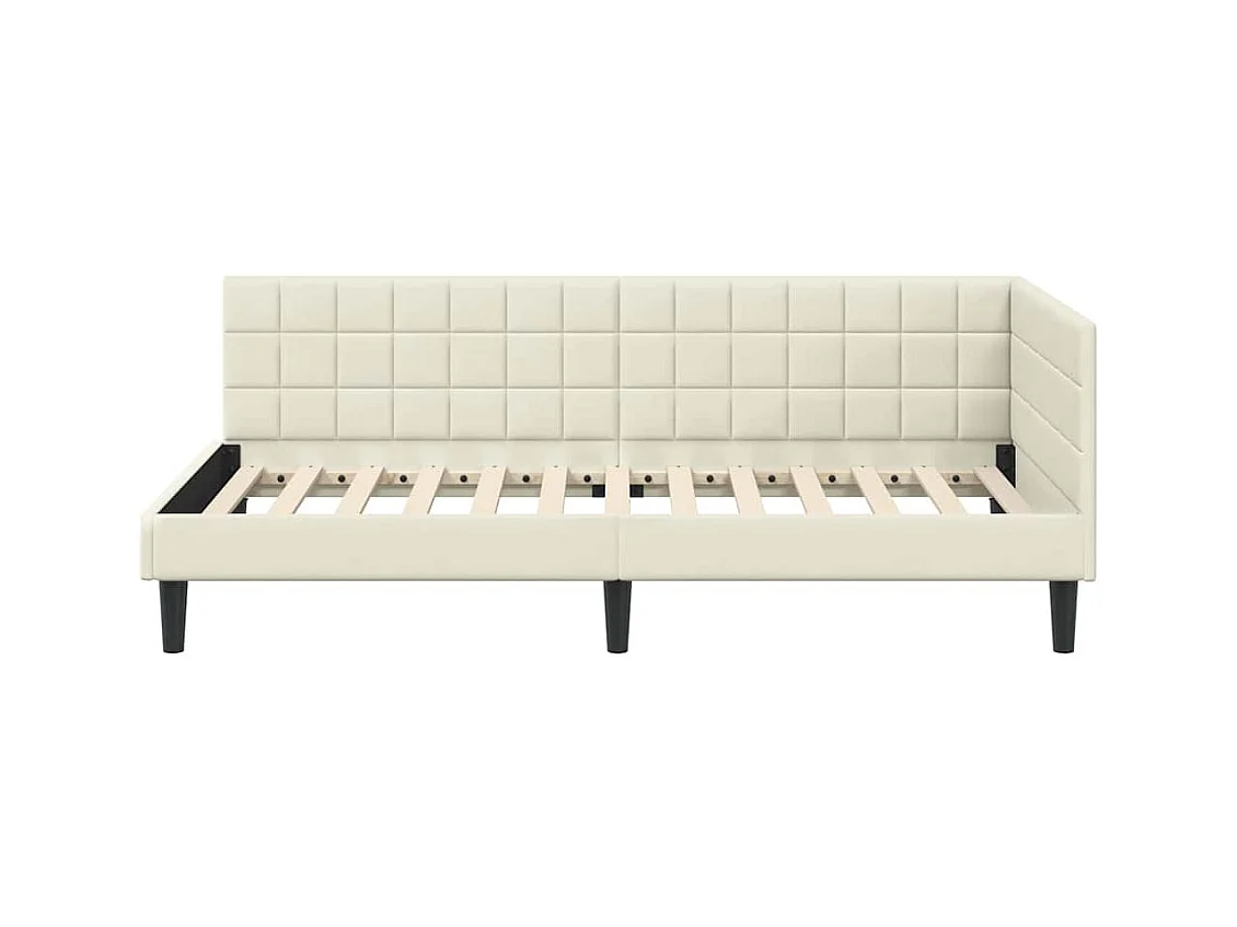 Cadre de lit d'angle Crème 100 x 200 cm Velours