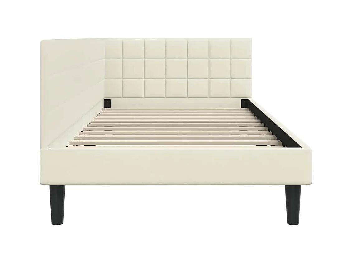 Cadre de lit d'angle Crème 100 x 200 cm Velours