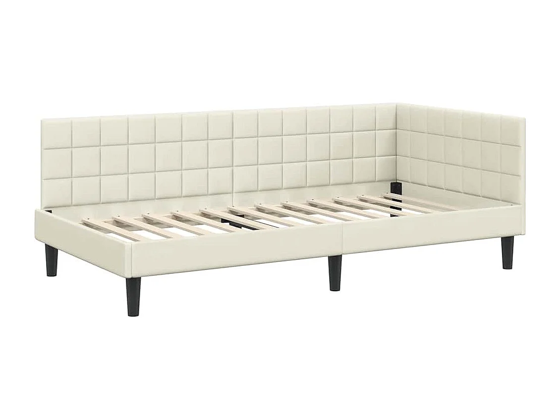 Cadre de lit d'angle Crème 100 x 200 cm Velours