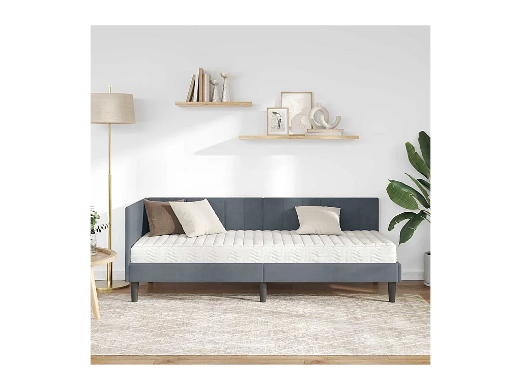 Cadre de lit d'angle Gris foncé 80 x 200 cm Velours