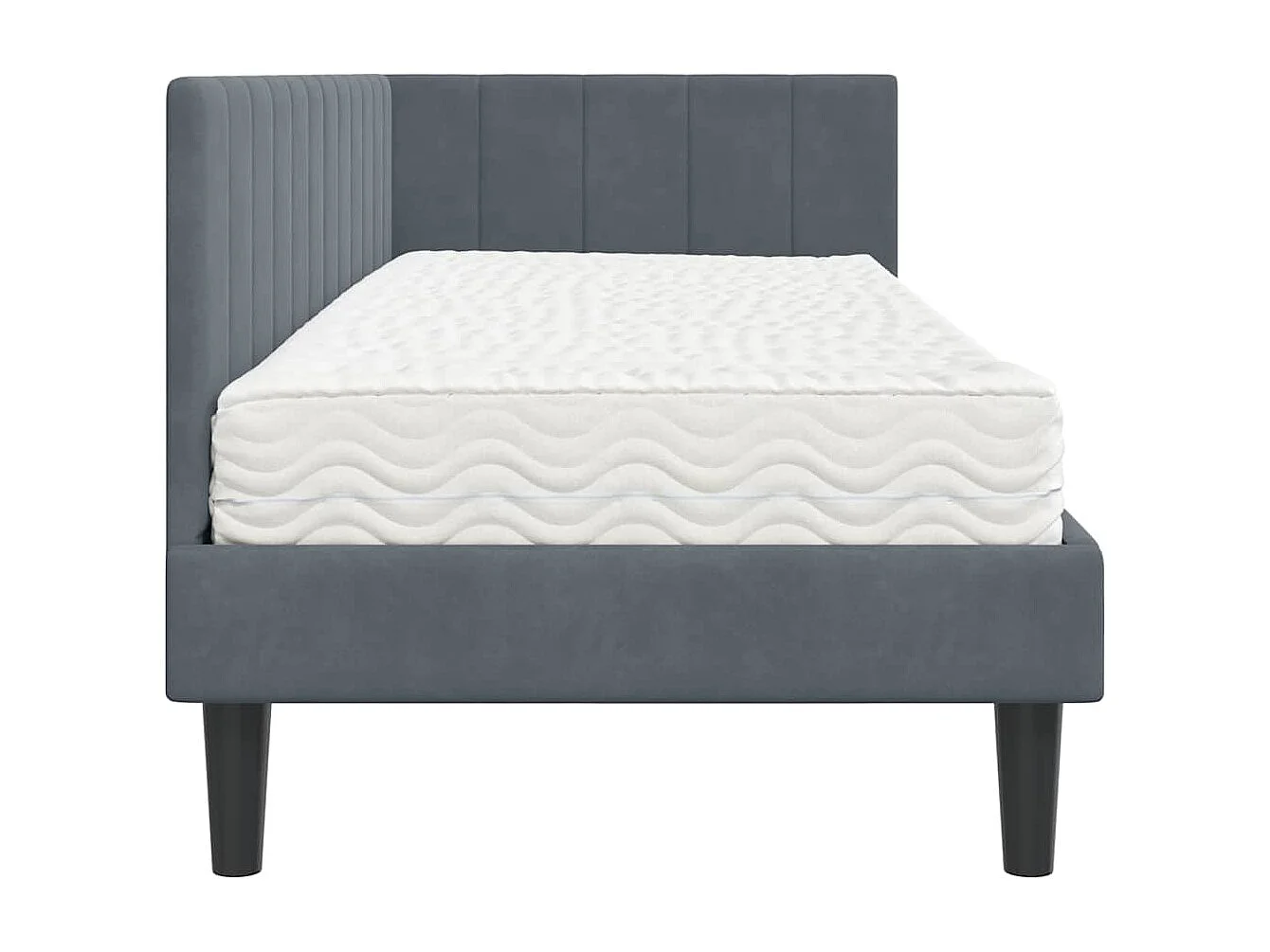 Cadre de lit d'angle Gris foncé 80 x 200 cm Velours