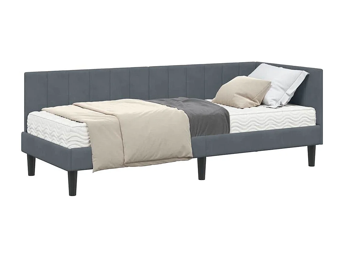 Cadre de lit d'angle Gris foncé 80 x 200 cm Velours