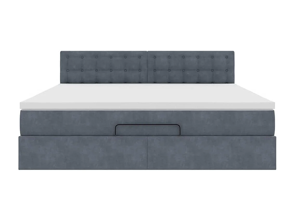 Cadre de lit ottoman avec matelas gris foncé 160x200 cm velours