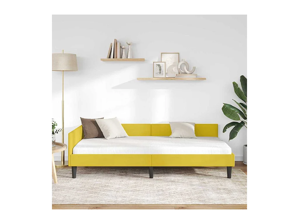 Cadre de lit d'angle avec tête de lit Jaune 100 x 200 cm