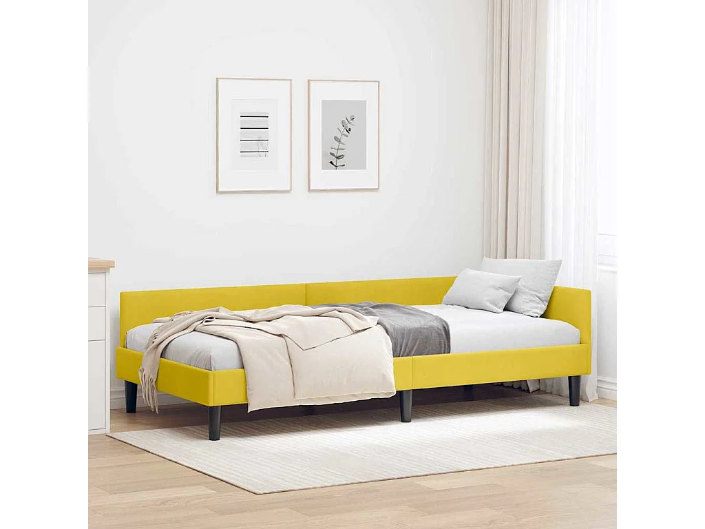 Estructura de Cama Esquinera con cabecera Amarillo 100 x 200 cm