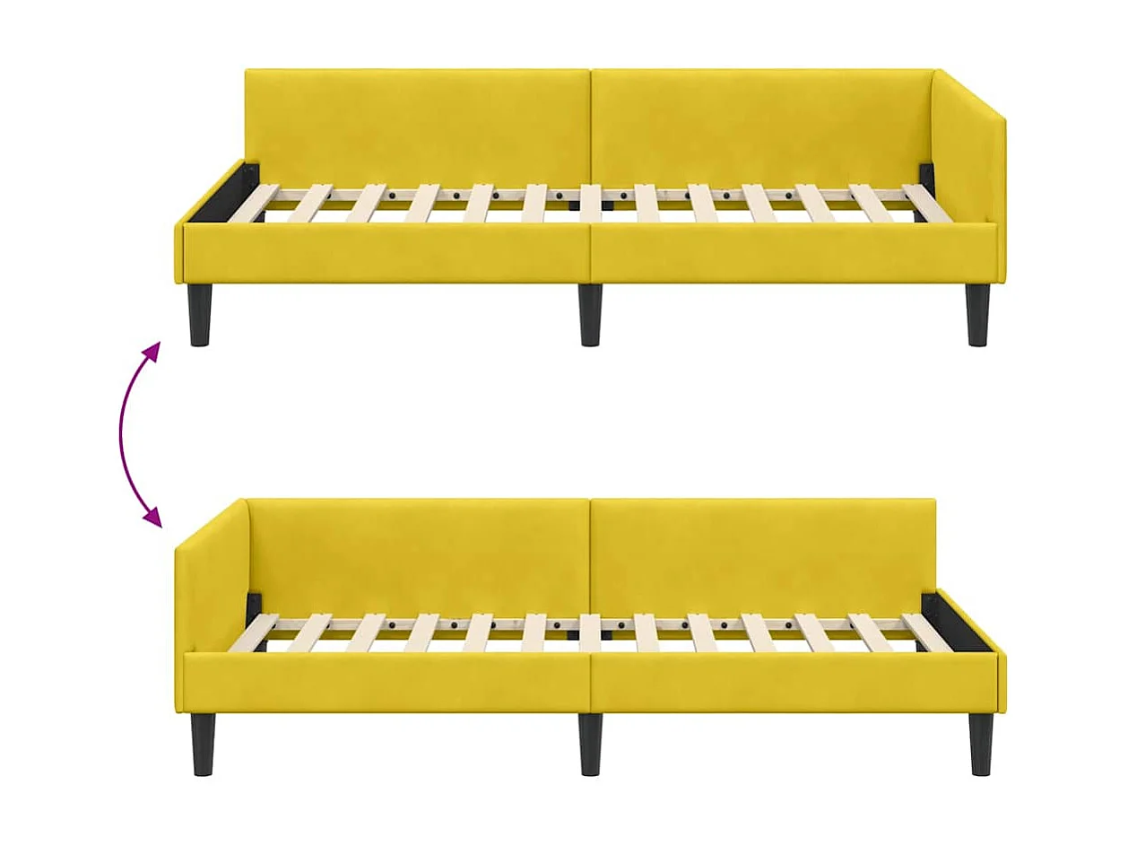 Estructura de Cama Esquinera con cabecera Amarillo 100 x 200 cm