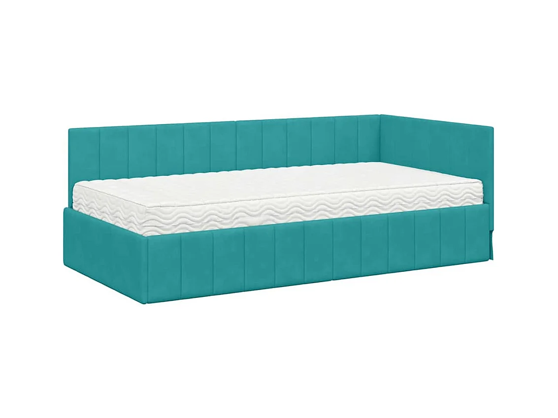 Estructura de cama en esquina Tuquesa 90 x 190 cm Terciopelo