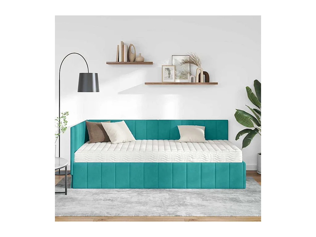 Estructura de cama en esquina Tuquesa 90 x 190 cm Terciopelo