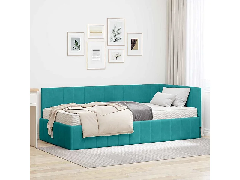 Estructura de cama en esquina Tuquesa 90 x 190 cm Terciopelo