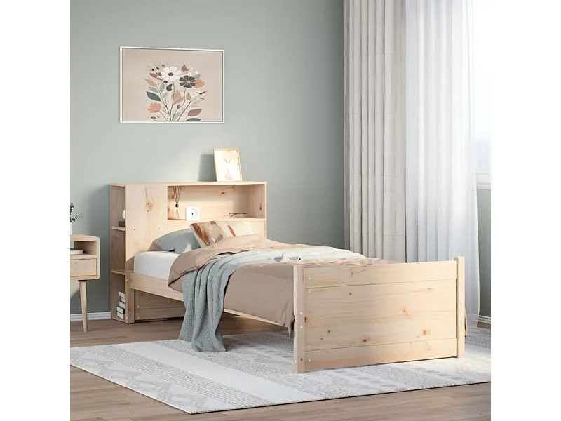 Cama con estantería sin colchón madera maciza de pino 90x200 cm
