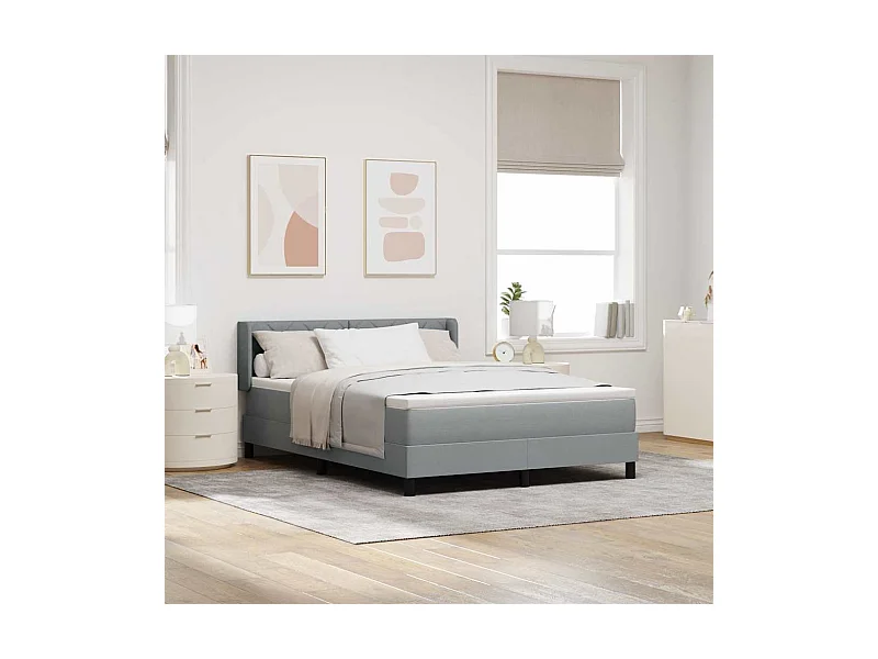 Cadre de lit avec matelas avec matelas Gris clair 140 x 200 cm