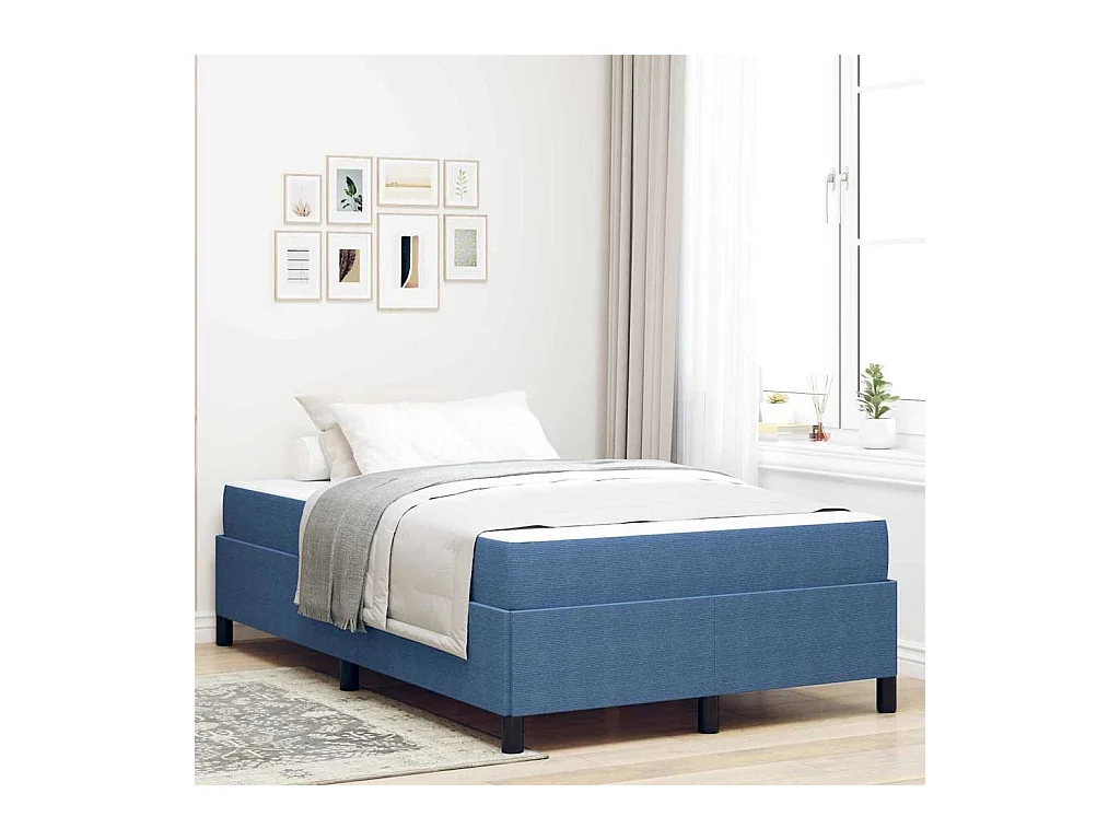 Cadre de lit Bleu 120 x 200 cm Tissu en velours côtelé