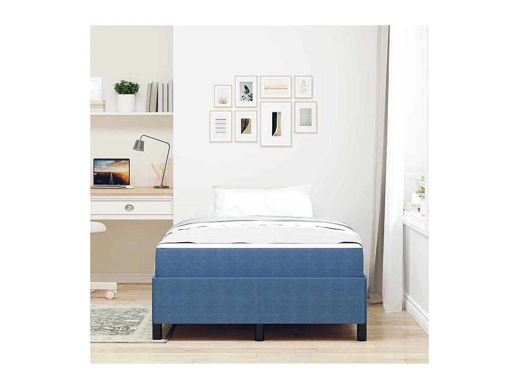 Cadre de lit Bleu 120 x 200 cm Tissu en velours côtelé