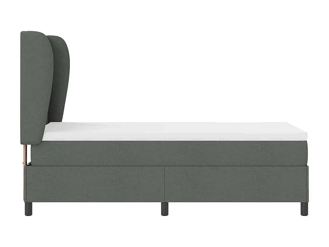 Cama tipo Box Spring con colchón Gris oscuro 80 x 200 cm tela