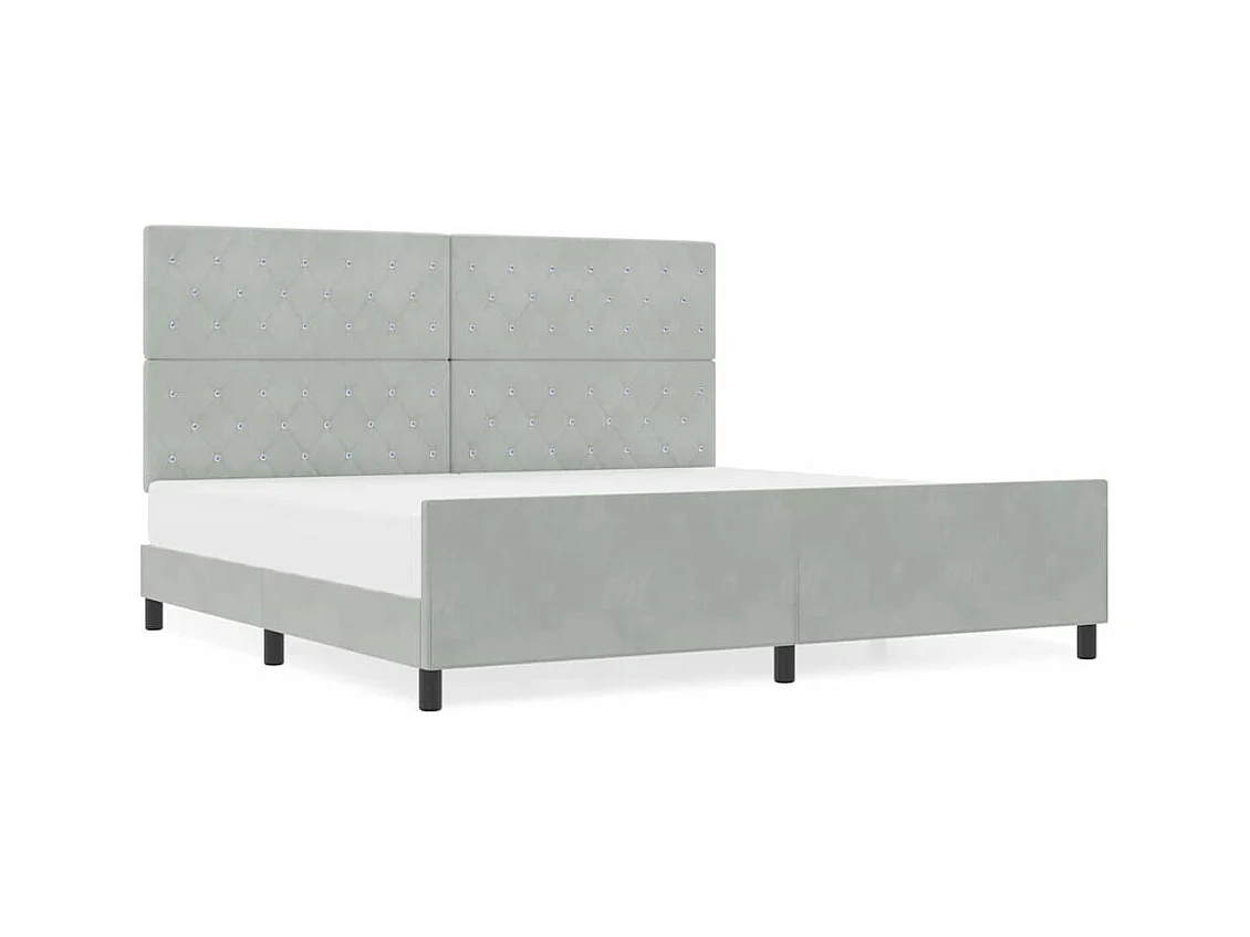 Cadre de lit avec tête de lit Gris clair 200 x 200 cm Velours