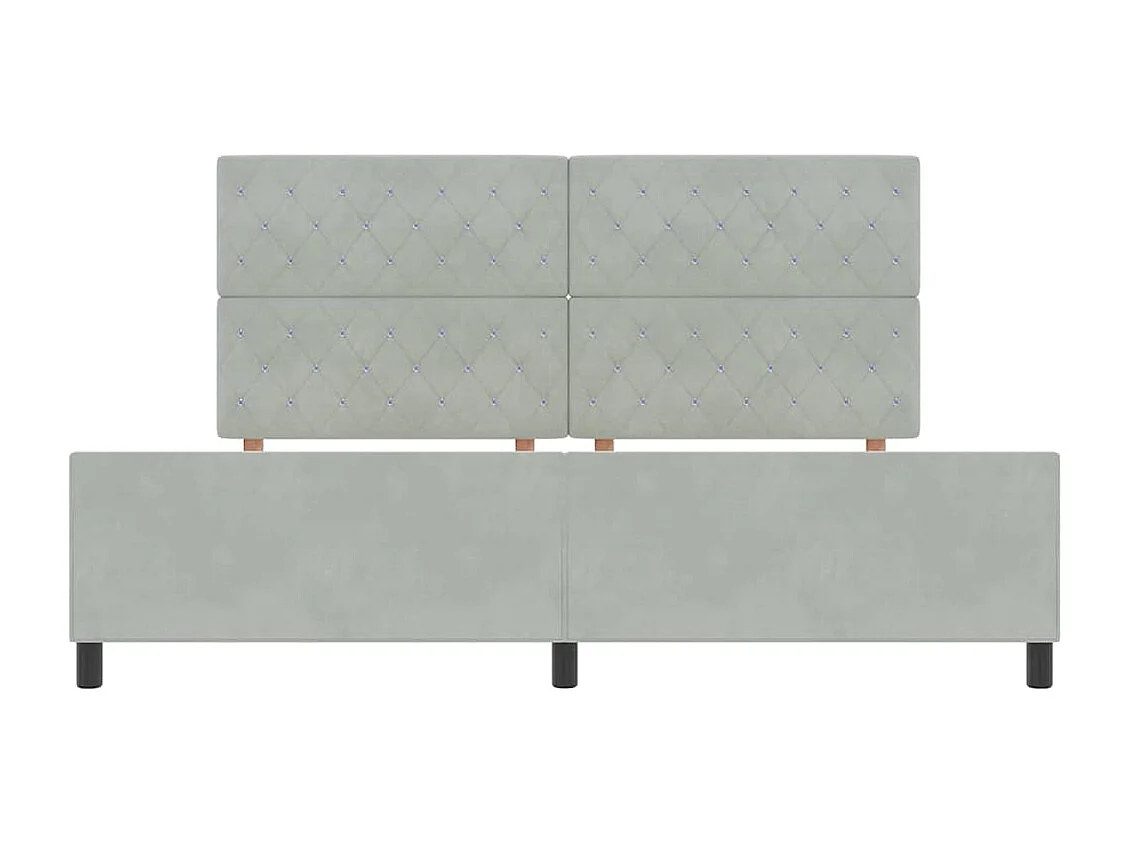 Cadre de lit avec tête de lit Gris clair 200 x 200 cm Velours