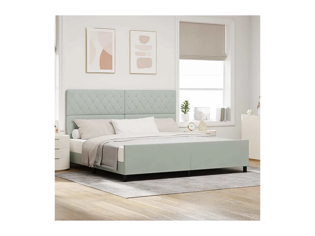 Estrutura da Cama Cinzento-claro 200 x 200 cm Veludo