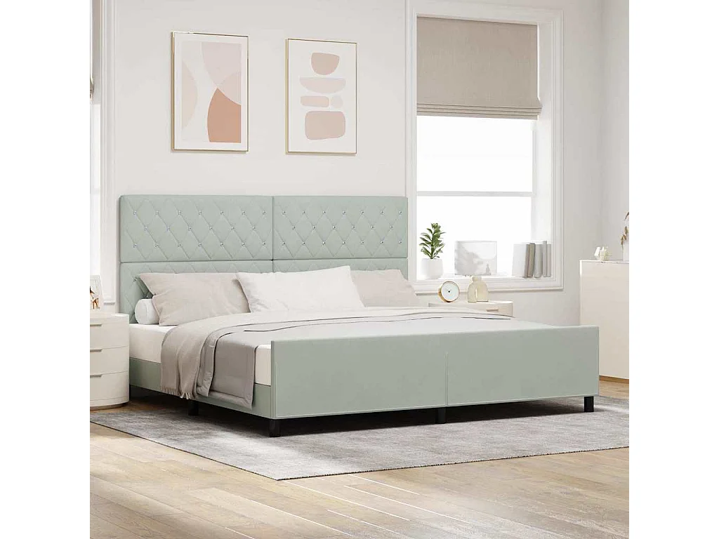 Estrutura da Cama Cinzento-claro 200 x 200 cm Veludo