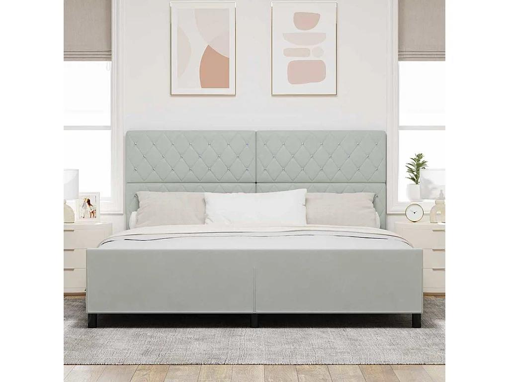 Estrutura da Cama Cinzento-claro 200 x 200 cm Veludo