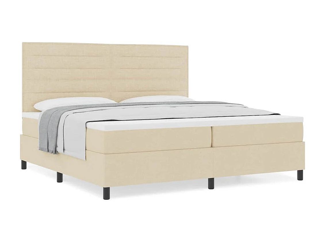 Boxspring bed met matras met hoofdeinde Crème 200 x 200 cm Stof