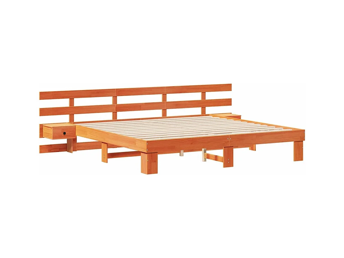 Cadre de lit avec tiroir Marron 200 x 200 cm Bois massif en pin