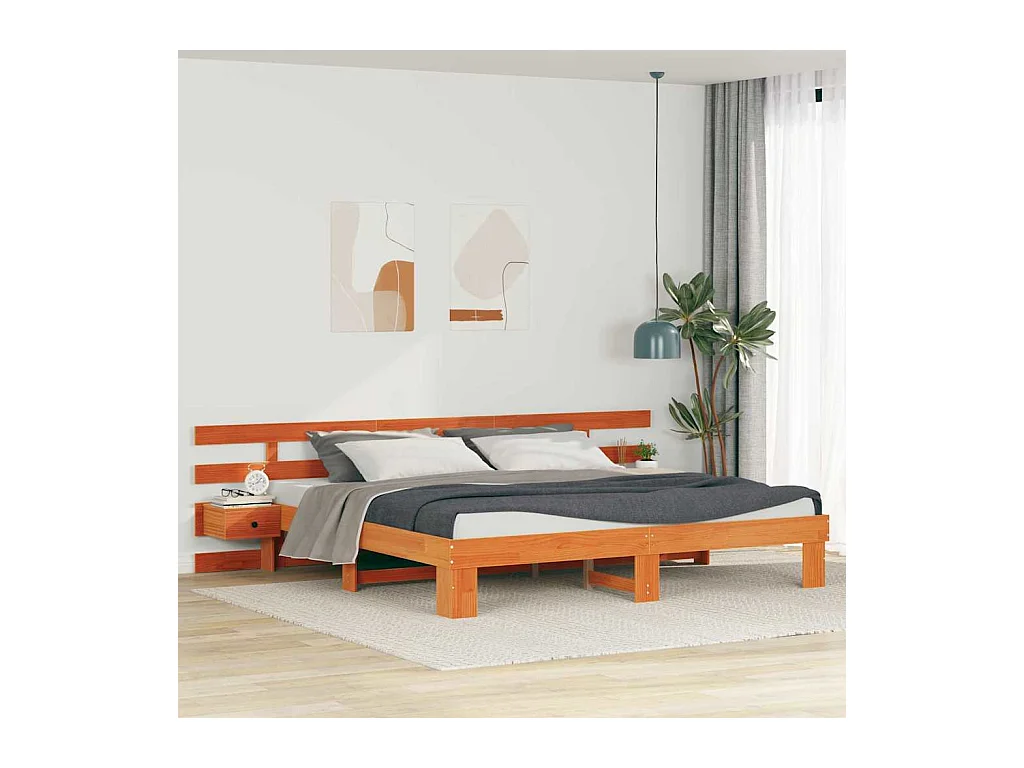 Cadre de lit avec tiroir Marron 200 x 200 cm Bois massif en pin
