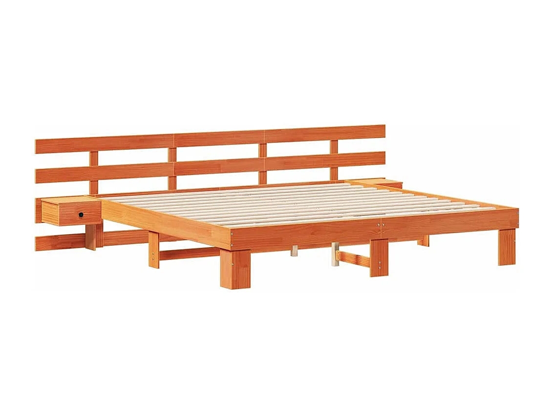 Cadre de lit avec tiroir Marron 200 x 200 cm Bois massif en pin