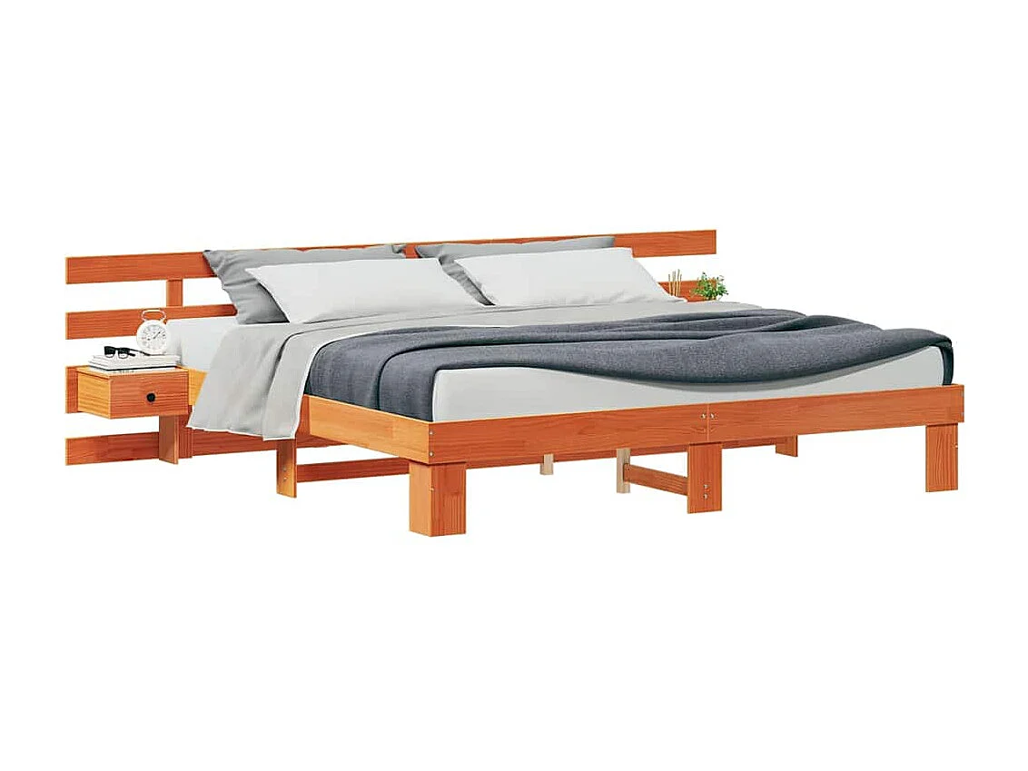 Cadre de lit avec tiroir Marron 200 x 200 cm Bois massif en pin