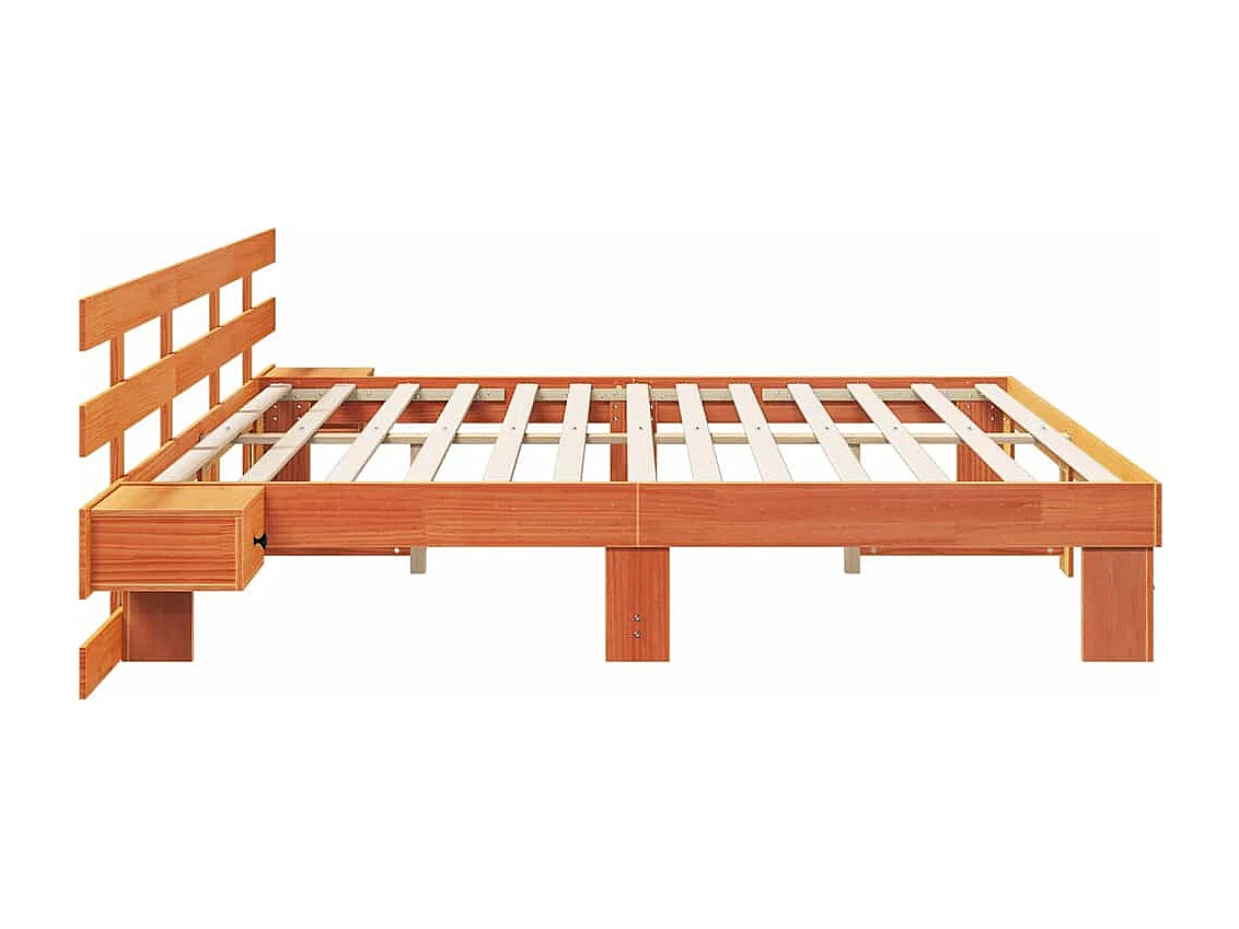 Cadre de lit avec tiroir Marron 200 x 200 cm Bois massif en pin