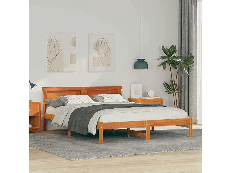 Cadre de lit Marron cire 160 x 200 cm Bois massif en pin