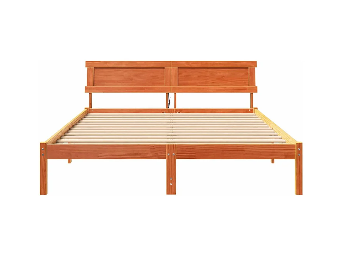 Cadre de lit Marron cire 160 x 200 cm Bois massif en pin