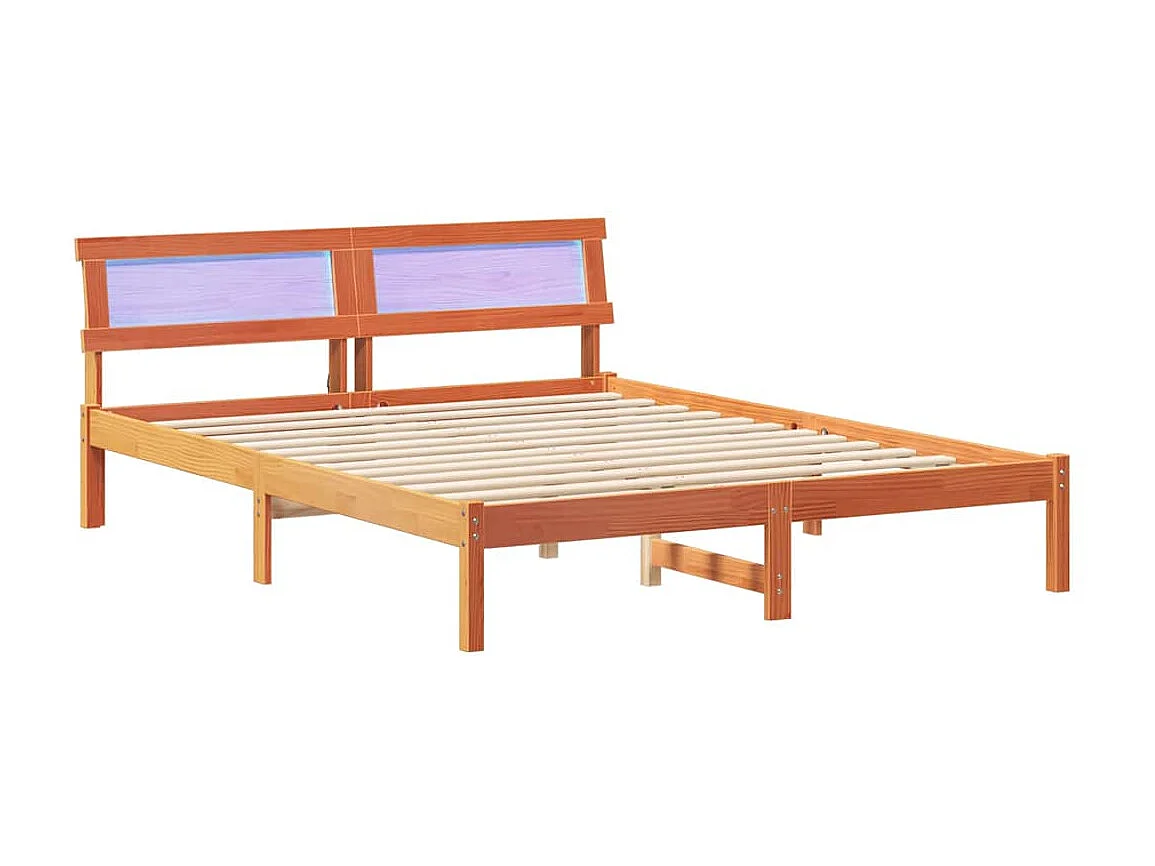 Estructura de cama con cabecera Marrón cera 160 x 200 cm