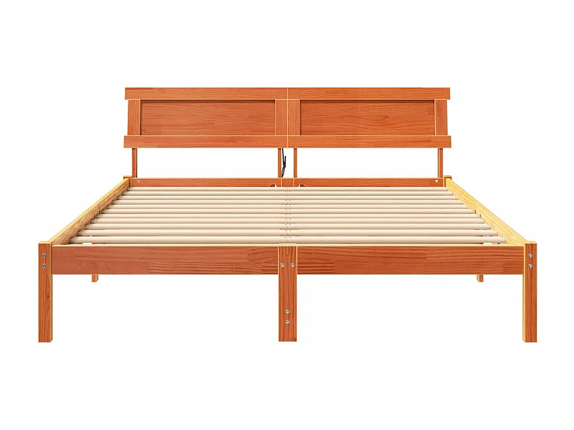 Estructura de cama con cabecera Marrón cera 160 x 200 cm