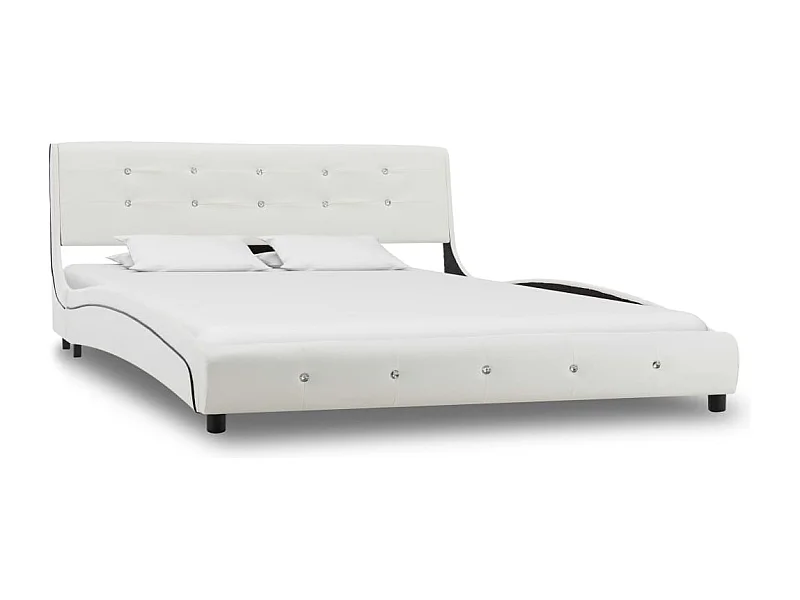 Estructura de cama cuero sintético blanca 135x190 cm