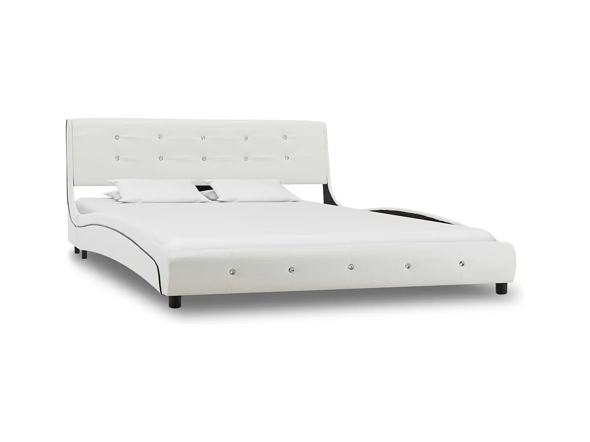 Cadre de lit sans matelas blanc similicuir 135x190 cm