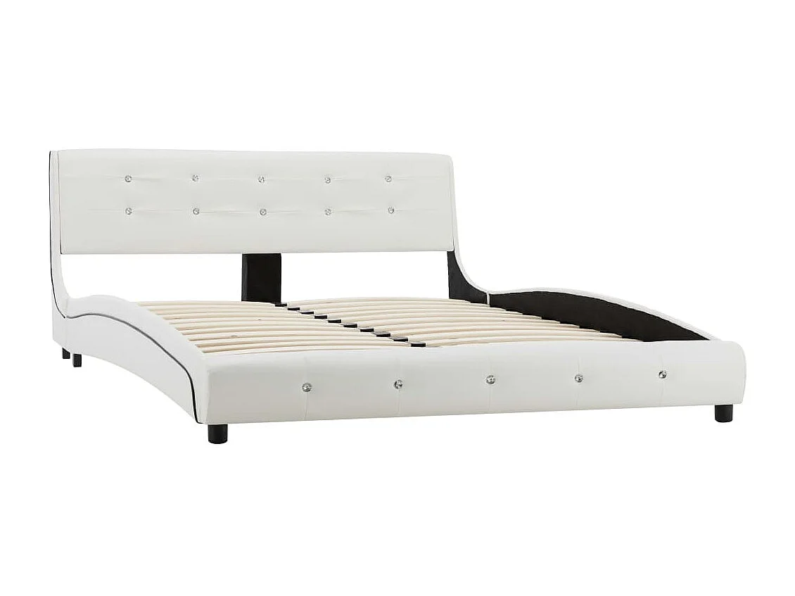 Cadre de lit sans matelas blanc similicuir 135x190 cm