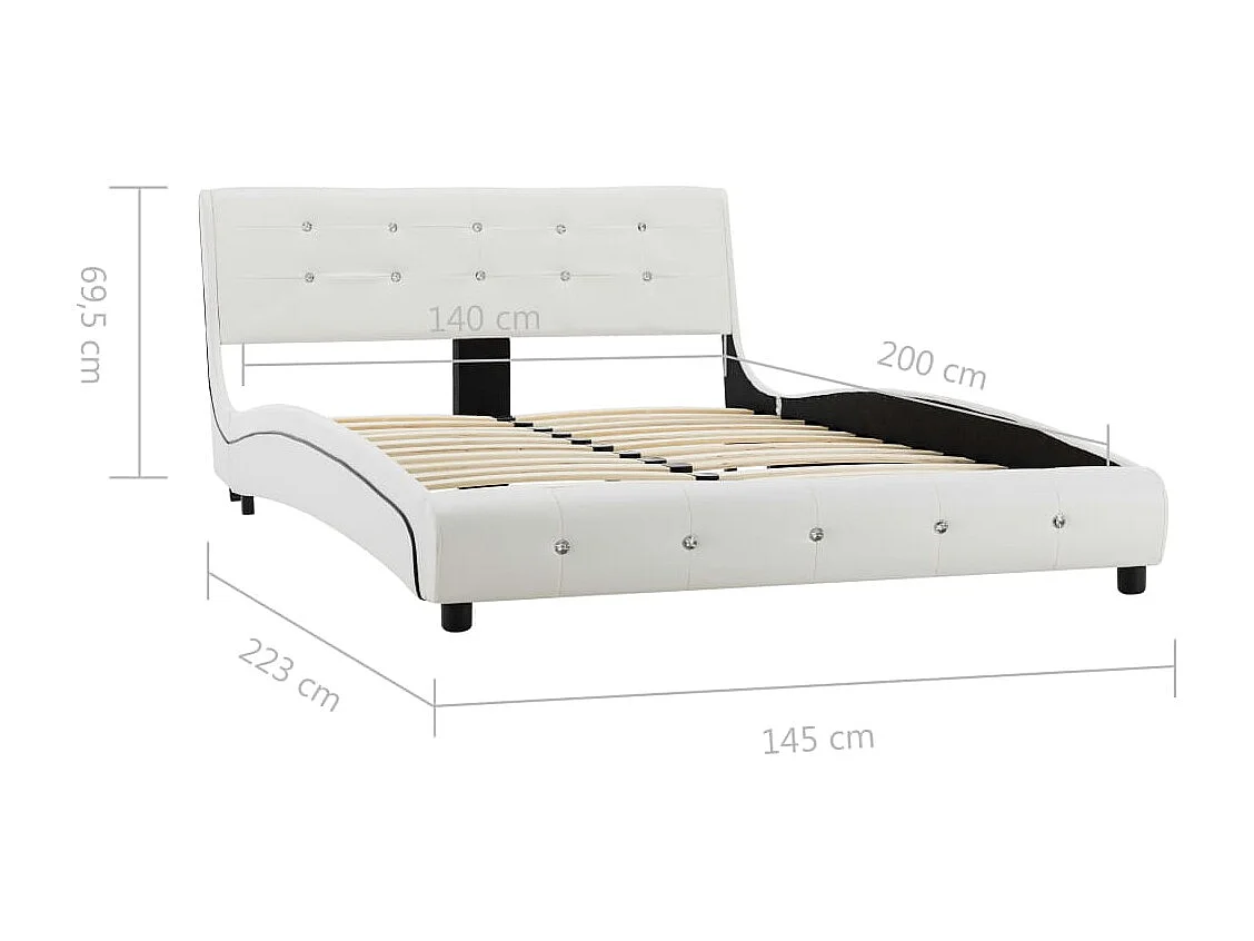 Cadre de lit sans matelas blanc similicuir 135x190 cm