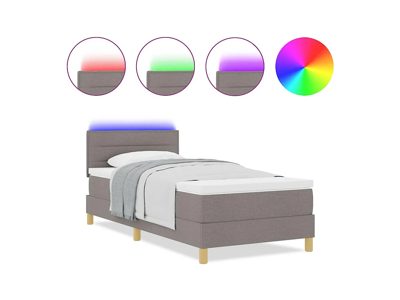 Cadre de lit avec matelas Taupe 80 x 200 cm tissu