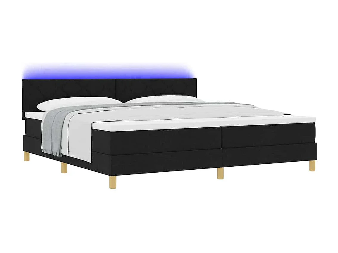 Cama tipo Box Spring con colchón Negro 200 x 200 cm tela