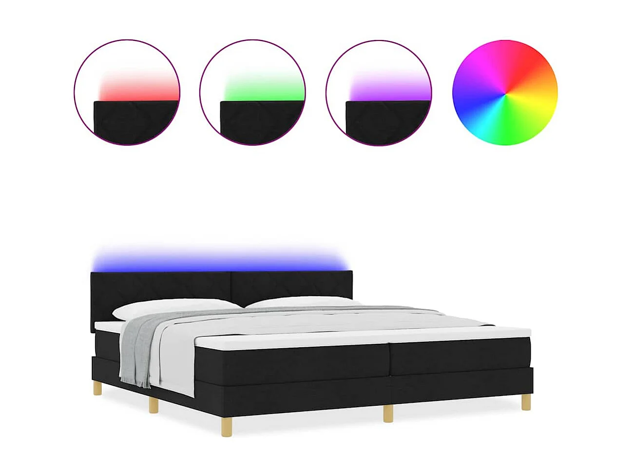 Cama tipo Box Spring con colchón Negro 200 x 200 cm tela