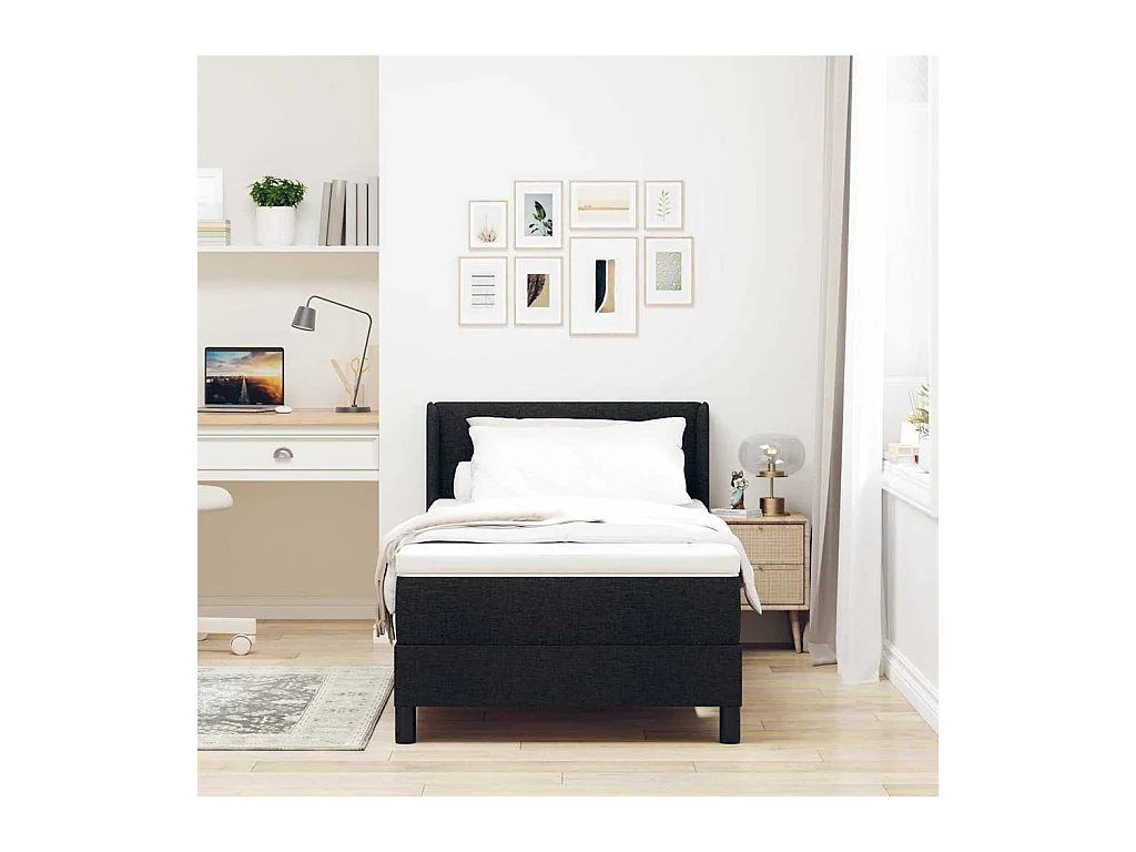 Cadre de lit avec matelas avec matelas Noir 90 x 190 cm