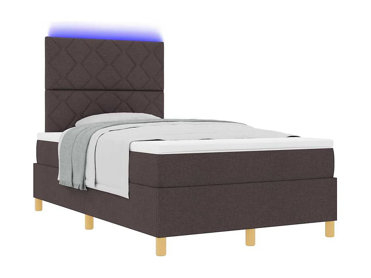 Cama tipo Box Spring Marrón oscuro 120 x 190 cm tela