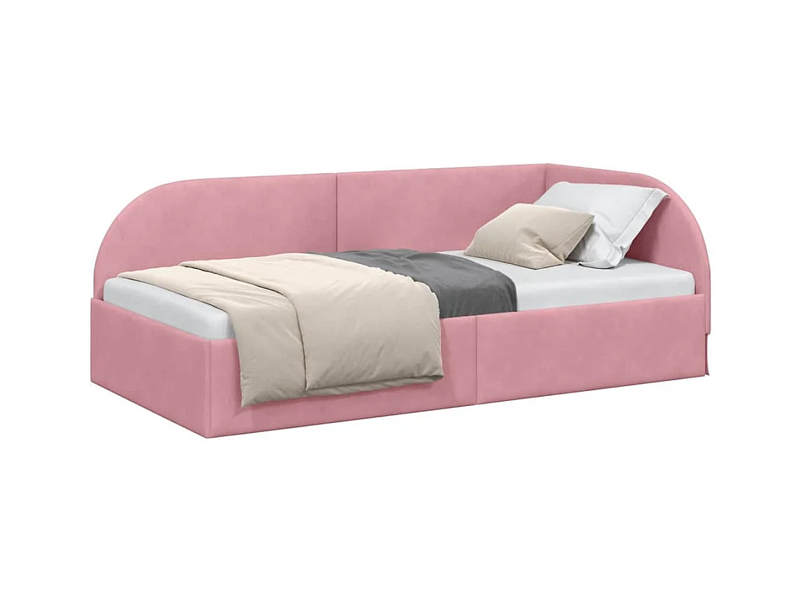 Cadre de lit d'angle avec tête de lit Rose 90 x 200 cm Velours