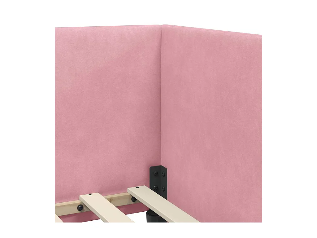 Cadre de lit d'angle avec tête de lit Rose 90 x 200 cm Velours