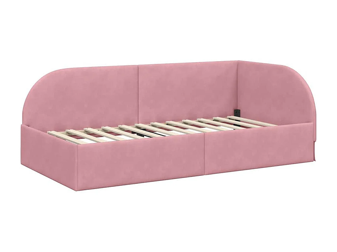 Cadre de lit d'angle avec tête de lit Rose 90 x 200 cm Velours