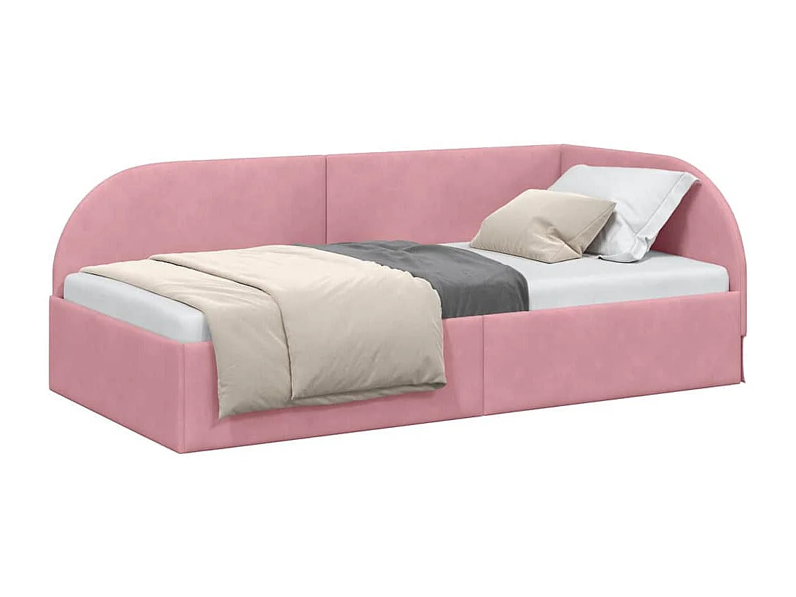 Cadre de lit d'angle avec tête de lit Rose 90 x 200 cm Velours