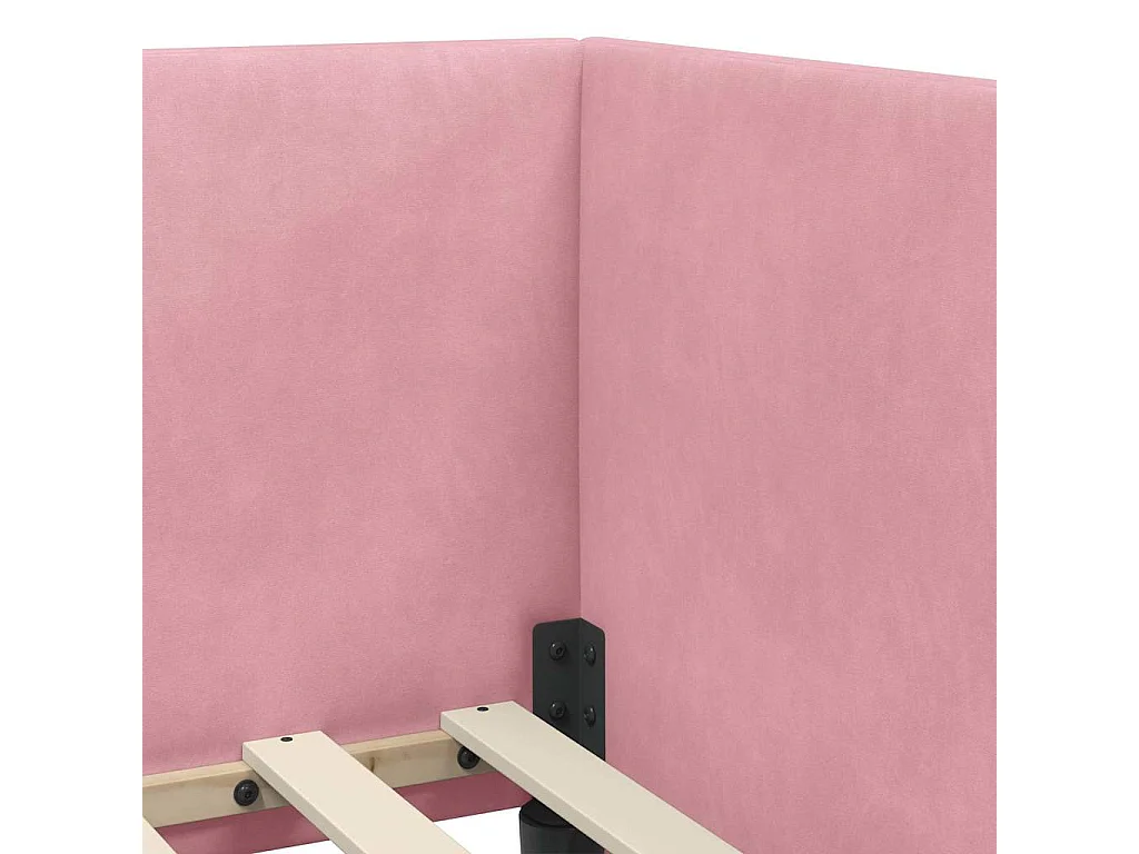 Cadre de lit d'angle avec tête de lit Rose 90 x 200 cm Velours