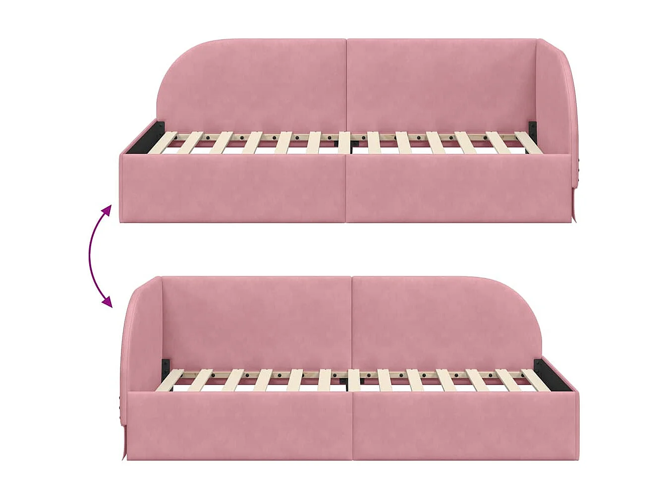 Cadre de lit d'angle avec tête de lit Rose 90 x 200 cm Velours