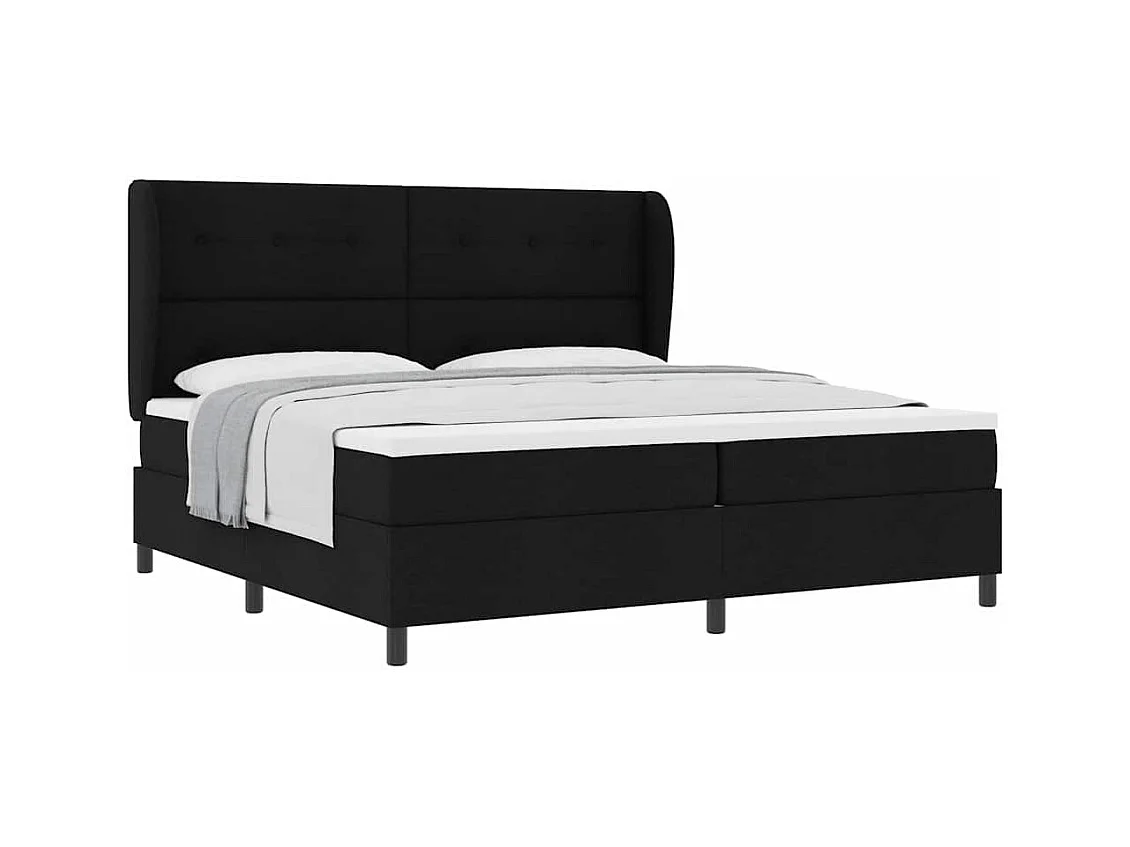 Cadre de lit avec matelas Noir 200 x 200 cm tissu
